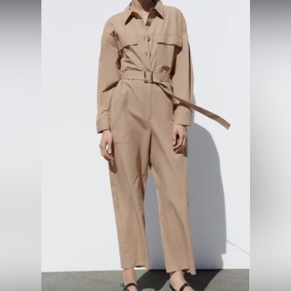 Zara Pants - Zara Women's Tan Jumpsuit